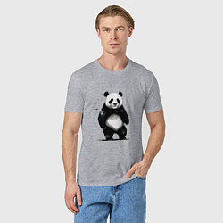 Футболка хлопковая мужская Панда стоит, цвет: меланж — фото 2