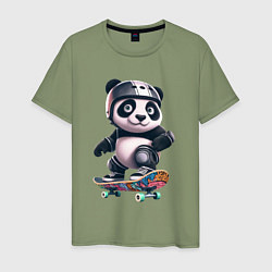 Футболка хлопковая мужская Cool panda on a skateboard - extreme, цвет: авокадо