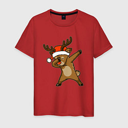 Футболка хлопковая мужская Dabbing deer, цвет: красный