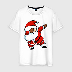 Футболка хлопковая мужская Santa dabbing dance, цвет: белый