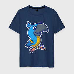 Футболка хлопковая мужская Попугайчик, цвет: тёмно-синий