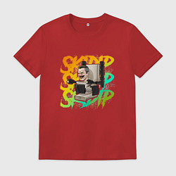Футболка хлопковая мужская Сумасшедший Джи-мен скибиди туалет, цвет: красный