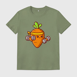 Футболка хлопковая мужская Морковь на спорте, цвет: авокадо