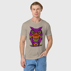 Футболка хлопковая мужская Purple owl, цвет: миндальный — фото 2