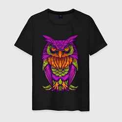 Футболка хлопковая мужская Purple owl, цвет: черный