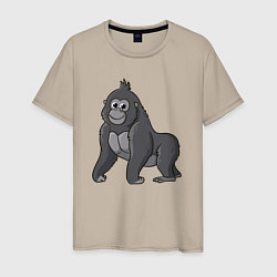Футболка хлопковая мужская Милая горилла, цвет: миндальный