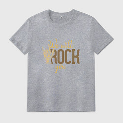 Футболка хлопковая мужская Я люблю рок, цвет: меланж