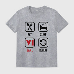 Футболка хлопковая мужская Eat - sleep - GTA 6 - repeat, цвет: меланж