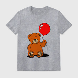 Футболка хлопковая мужская Плюшевый медведь с воздушным шариком, цвет: меланж