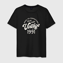 Футболка хлопковая мужская 1991 год - выдержанный до совершенства, цвет: черный
