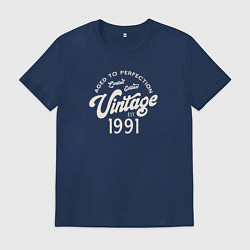 Футболка хлопковая мужская 1991 год - выдержанный до совершенства, цвет: тёмно-синий