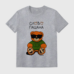 Футболка хлопковая мужская Медведь в очках: слово пацана, цвет: меланж