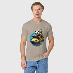 Футболка хлопковая мужская Панда-подводник, цвет: миндальный — фото 2