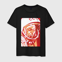 Футболка хлопковая мужская Gagarin in red, цвет: черный