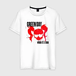 Футболка хлопковая мужская Green Day when its time, цвет: белый