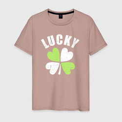 Футболка хлопковая мужская Lucky day, цвет: пыльно-розовый