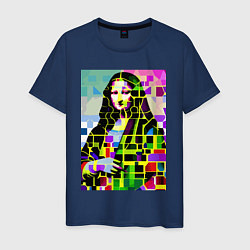 Футболка хлопковая мужская Mona Lisa - mosaic pop art, цвет: тёмно-синий