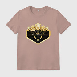 Футболка хлопковая мужская Победитель символ, цвет: пыльно-розовый