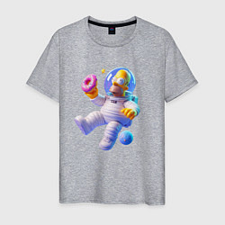 Футболка хлопковая мужская Гомер Симпсон в открытом космосе, цвет: меланж