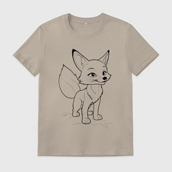 Футболка хлопковая мужская Добрый лисенок, цвет: миндальный