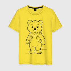 Футболка хлопковая мужская Медвежонок стоит, цвет: желтый