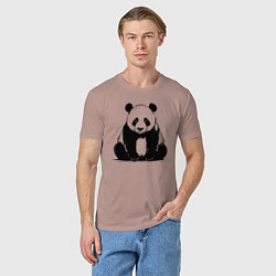 Футболка хлопковая мужская Грустная панда сидит, цвет: пыльно-розовый — фото 2