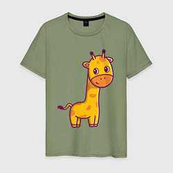 Футболка хлопковая мужская Скромный жирафик, цвет: авокадо