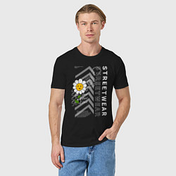Футболка хлопковая мужская Ромашка streetwear, цвет: черный — фото 2