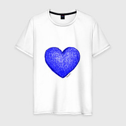 Футболка хлопковая мужская Синее сердце нарисованное карандашами, цвет: белый