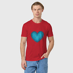 Футболка хлопковая мужская Сердце бирюзового цвета, цвет: красный — фото 2