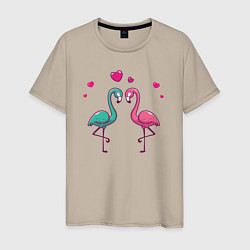 Футболка хлопковая мужская Flamingo love, цвет: миндальный
