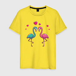 Футболка хлопковая мужская Flamingo love, цвет: желтый