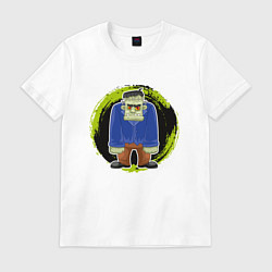 Футболка хлопковая мужская Мультяшный Франкенштейн, цвет: белый