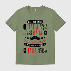 Футболка хлопковая мужская 4 правила папы, цвет: авокадо