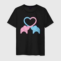 Футболка хлопковая мужская Elephants love, цвет: черный