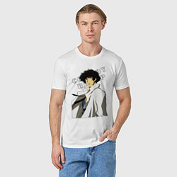 Футболка хлопковая мужская Spike из аниме cowboy bebop, цвет: белый — фото 2