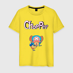 Футболка хлопковая мужская Чоппер доктор из аниме ван пис, цвет: желтый