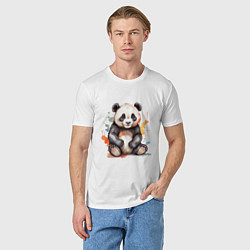 Футболка хлопковая мужская Панда в кляксах, цвет: белый — фото 2
