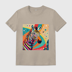 Футболка хлопковая мужская Неправильная зебра, цвет: миндальный