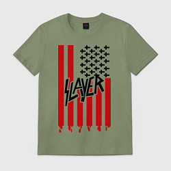 Футболка хлопковая мужская Slayer Flag, цвет: авокадо
