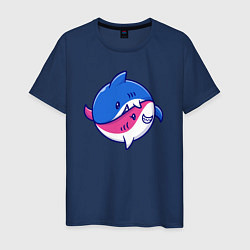 Футболка хлопковая мужская Акулы инь ян, цвет: тёмно-синий