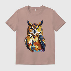 Футболка хлопковая мужская Мудрый филин, цвет: пыльно-розовый