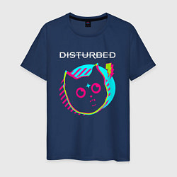Футболка хлопковая мужская Disturbed rock star cat, цвет: тёмно-синий