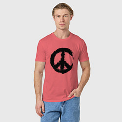 Футболка хлопковая мужская Знак мира пацифик крест, цвет: коралловый — фото 2