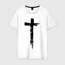 Футболка хлопковая мужская Крест простой графика, цвет: белый
