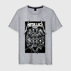 Футболка хлопковая мужская Metallica - skulls, цвет: меланж