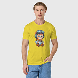 Футболка хлопковая мужская Юный авиатор, цвет: желтый — фото 2