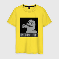 Футболка хлопковая мужская One punch pepe, цвет: желтый