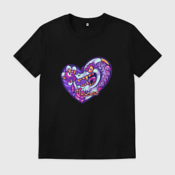 Футболка хлопковая мужская Дракон в сердце, цвет: черный