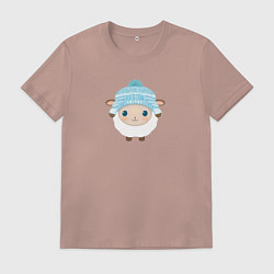 Футболка хлопковая мужская Маленькая овечка, цвет: пыльно-розовый